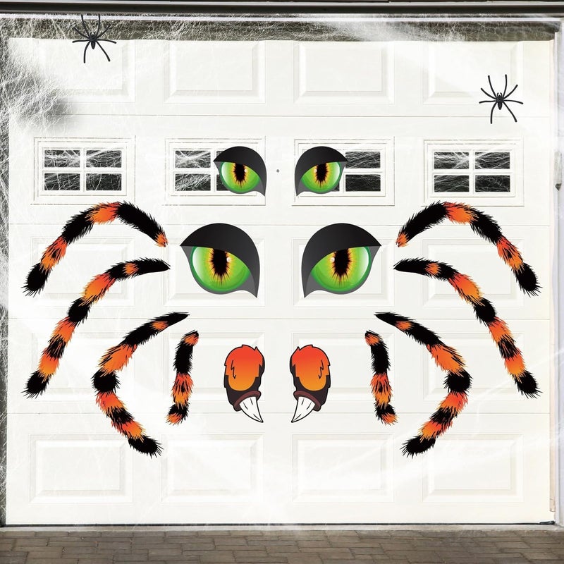 EggSun Halloween Trunk or Treat Car Decorations Kit for SUV,Orange Spider Car Archway Garage Decor Stickers,Haunted Garage House Door Outdoor Decor Entryway Archway & Party - Image 4